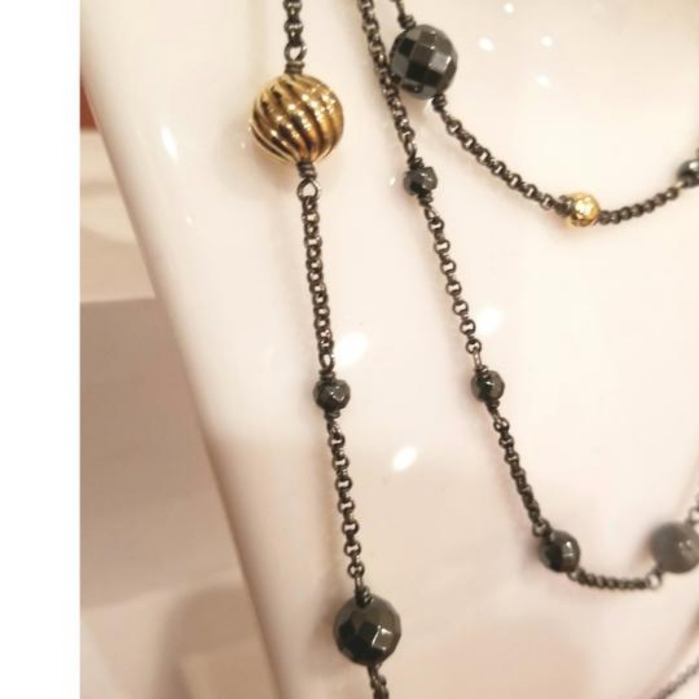David Yurman Grey Silver 18k Long Bijoux Hematite - Picture 4 of 5